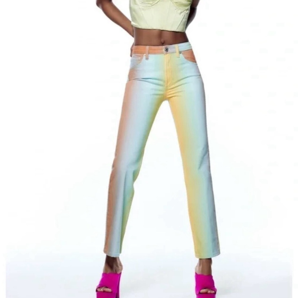 Zara Multicolor Straight Leg Jeans